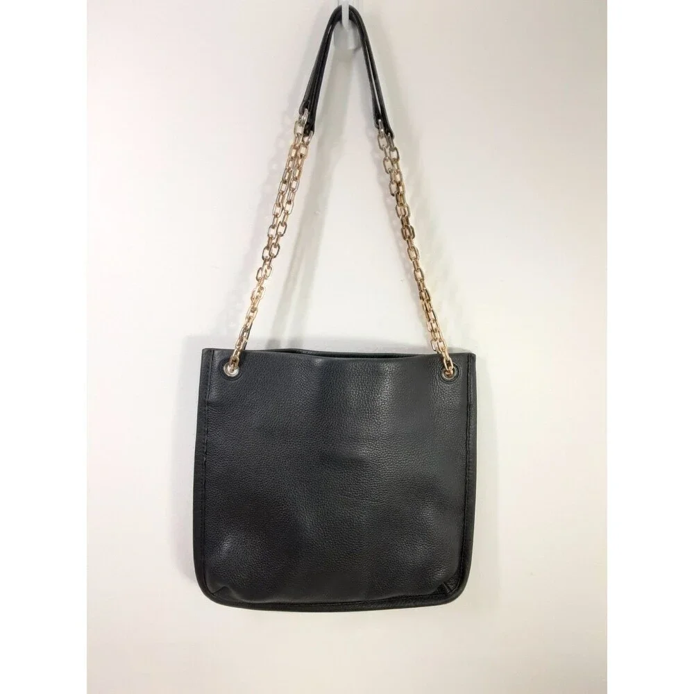 Tory Burch Black Pebbled Leather Crossbody Bag Shoulder Handbag Convertible